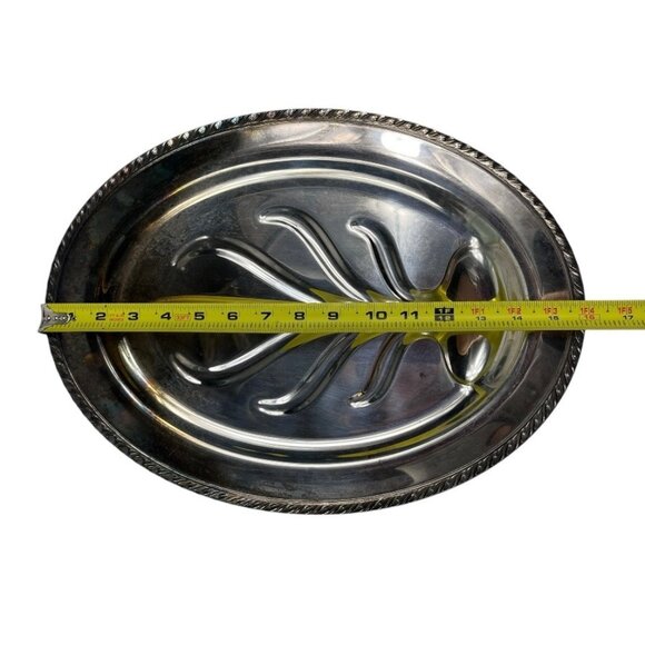 VTG Oneida LTD Silversmiths Silverplated Wm. A. Rogers Tree Footed Oval Platter - Picture 6 of 8